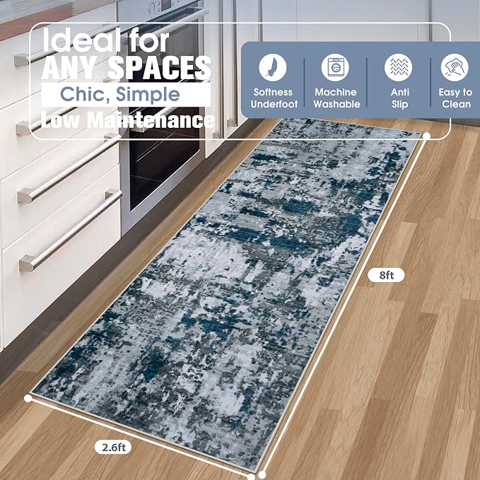 Runner Rug for Hallways Kitchen 2'6"x8' Washable Non Slip: Carpet Non Skid 8ft - Image 2