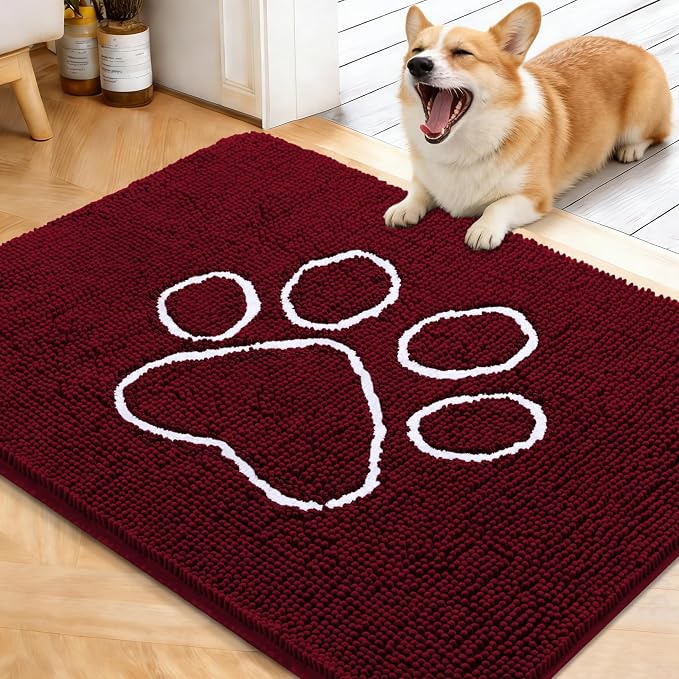 OLANLY Dog Door Mat for Muddy Paws 40x32, Paw Print Design, Absorbs Moisture by OLANLY