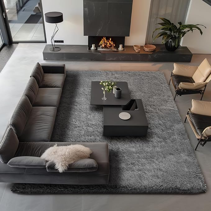 Ophanie Area Rugs 9x12 Living Room, Large Grey Bedroom Carpet, Big Shag Indoor - Image 3