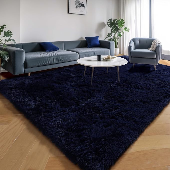 Royal Dark Blue Rugs for Living Room 5x7 Ft, Plush Area Rugs for Bedroom | - Image 4