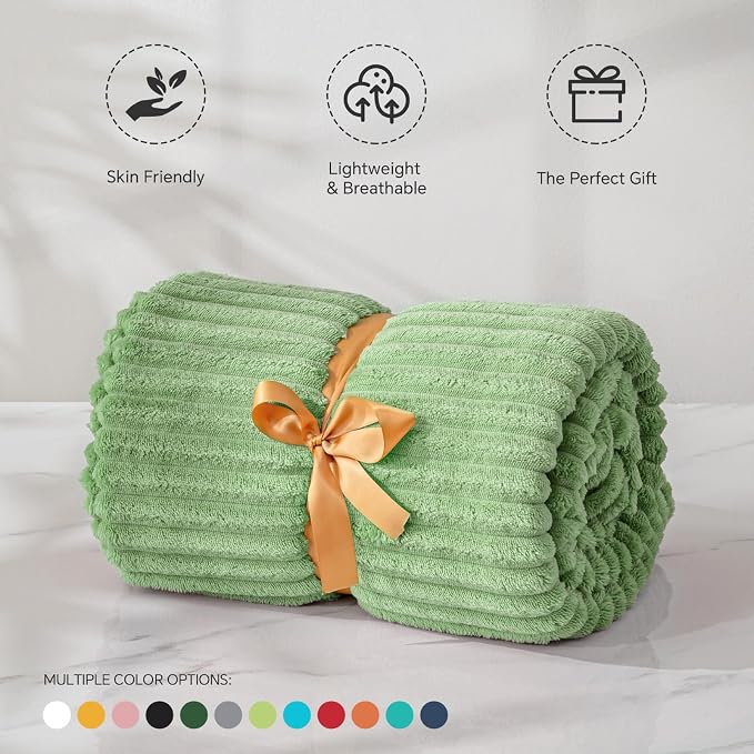 BEDELITE Fleece Throw Blanket for Couch – 3D Ribbed Jacquard Soft and Warm - Image 5