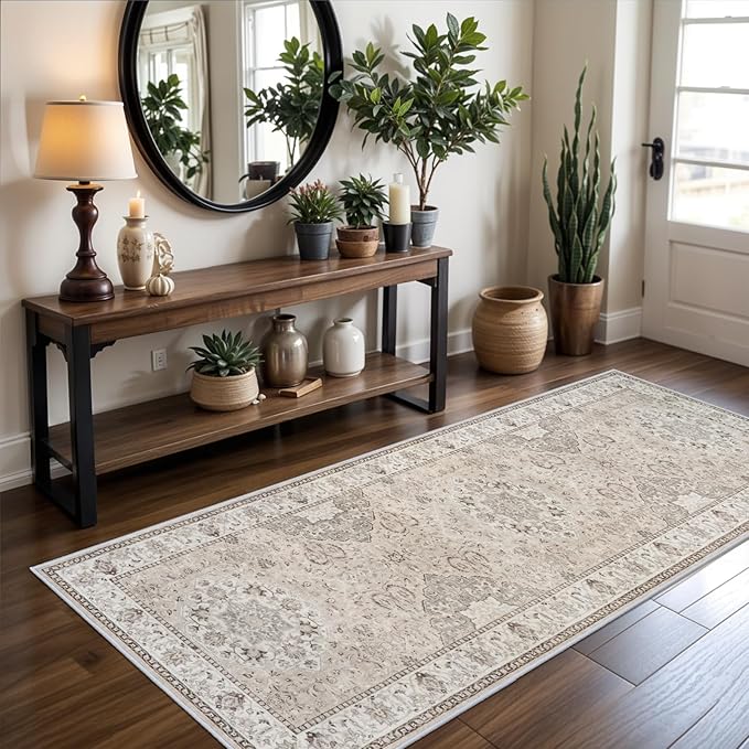 Washable Entryway 3x7 Runner Rug: Farmhouse Kitchen Hallway Rug Runner Wide by HYHAOYUNLAI