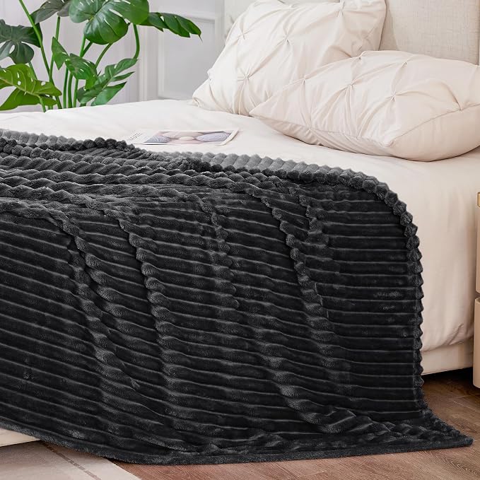BEDELITE Fleece Blanket King Size – 3D Ribbed Jacquard Soft and Warm Decorative - Image 6