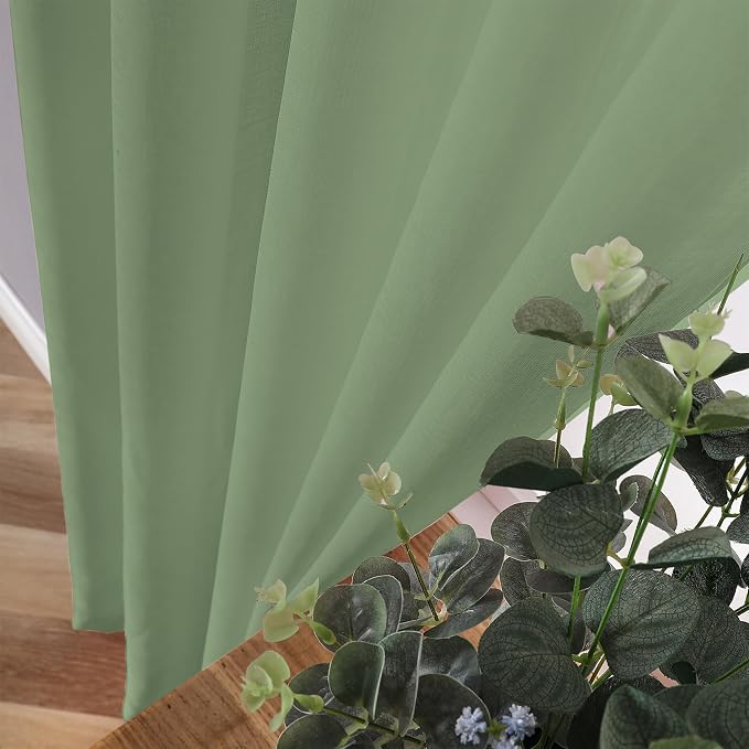 Tollpiz Sheer Curtains Linen Textured Living Room Curtain Sheers Light - Image 3