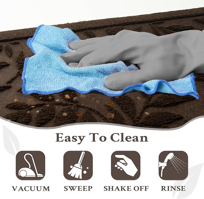 Coffee Brown Leaves Fall Outdoor Indoor Entrance Doormats, Absorbent Durable - Image 8