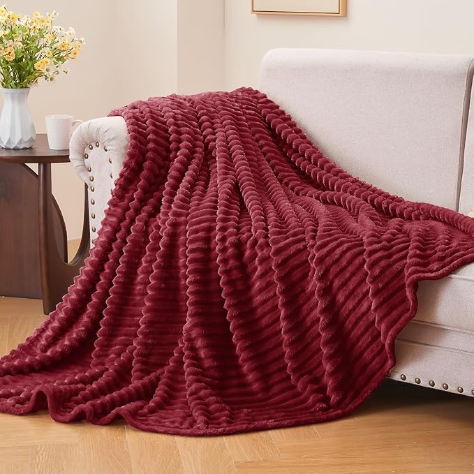 BEDELITE Fleece Throw Blanket for Couch – 3D Ribbed Jacquard Soft and Warm - Image 2