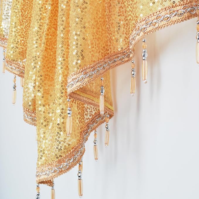 Molaxhome Swag Curtain 51 inch Length Rod Pocket Scalloped Curtain Valance - Image 9