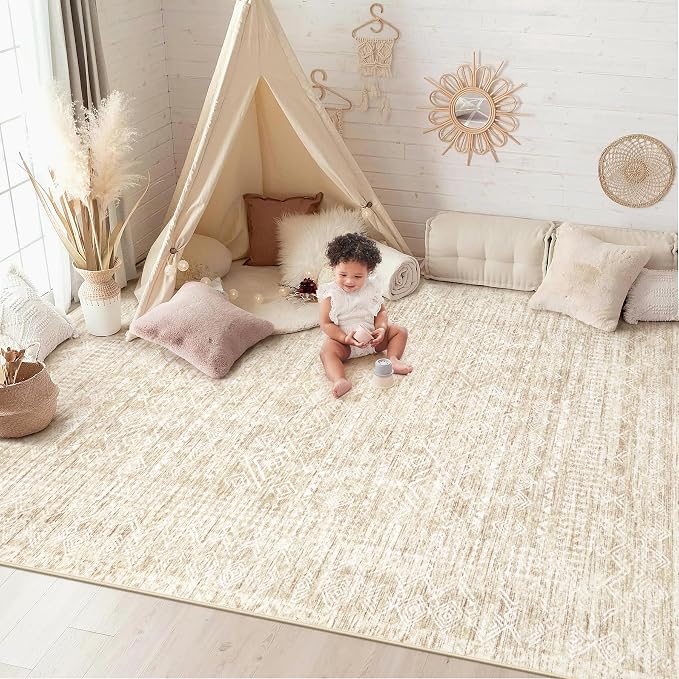 6x9 Area Rugs for Living Room: Washable Moroccan Geometric Boho Rug Farmhouse - Image 3