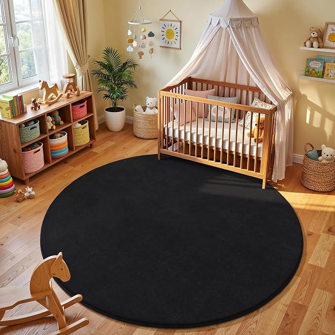 Amearea Black Round Area Rugs 6ft Washable Circle Rugs - Image 7