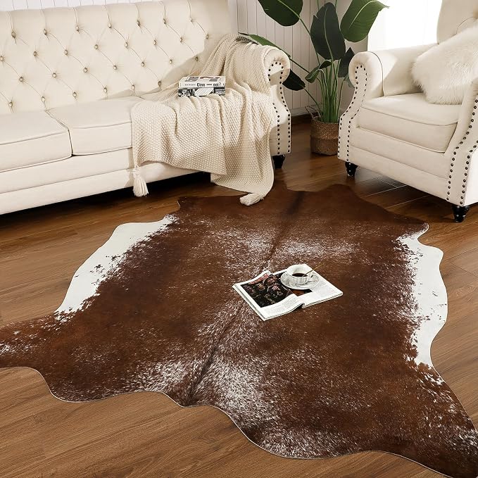 AROGAN 6×7.2 Feet Western Decor Faux Fur Cowhide Rug, Feet Premium Animal Skin - Image 2