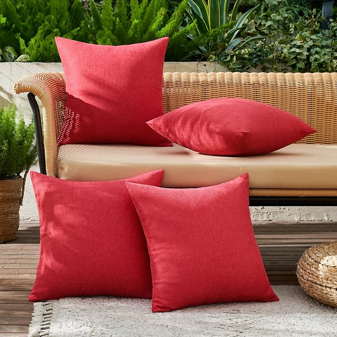 MIULEE Pack of 4 Decorative Solid Waterproof Throw Pillow Covers Linen Garden - Image 2