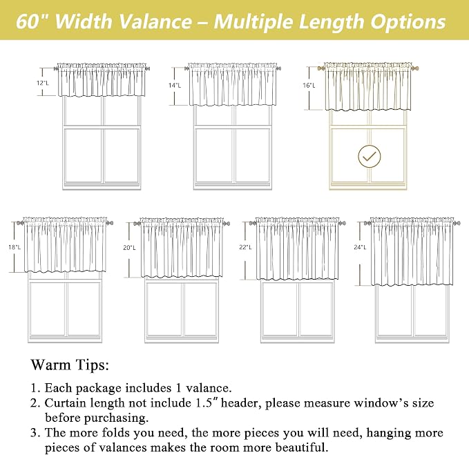 Navy Blue Valances for Windows, Light Filtering Faux Linen Textured Small Short - Image 3