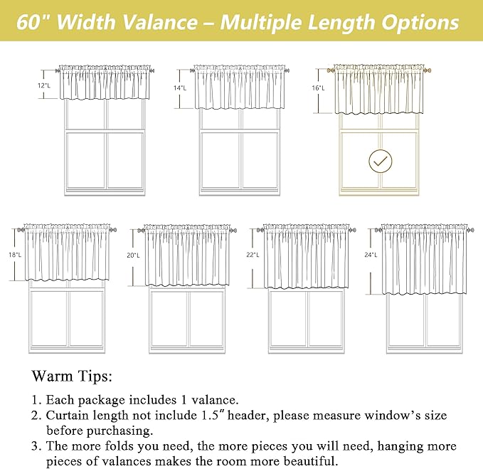 Black Valances for Windows, Light Filtering Faux Linen Textured Small Short - Image 3
