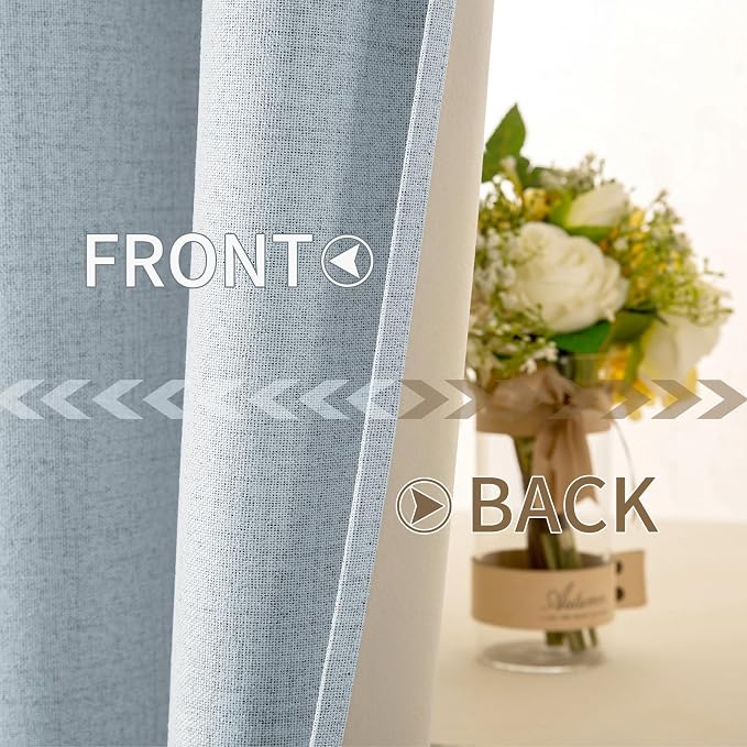 MIULEE Linen Textured Curtains Solid 100% Blackout - Image 6