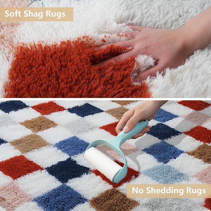 Large Shag Area Rug for Bedroom Living Room, 9x12 Fluffy Soft Colorful - Image 2