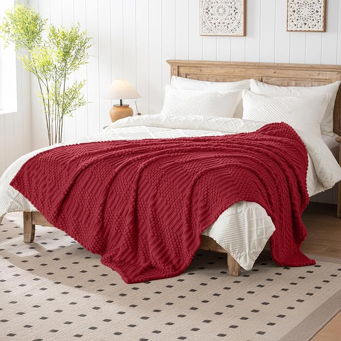 50x70 Inch Red Throw Blanket - Image 3