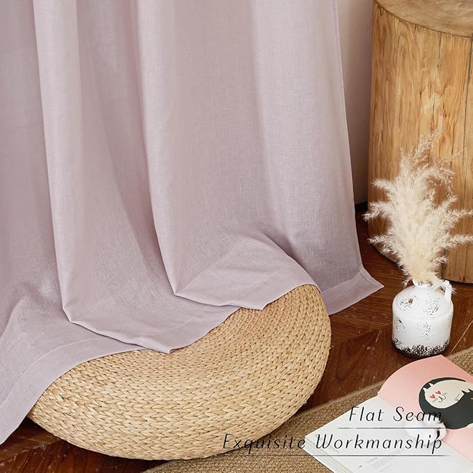 NICETOWN Blush Pink Short Linen Curtains - Image 6