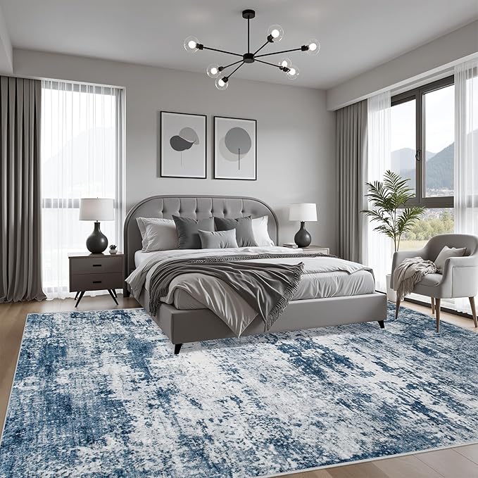 5x7 Area Rug Living Room Rug: Washable Modern Abstract Soft Thin Rug Indoor - Image 4