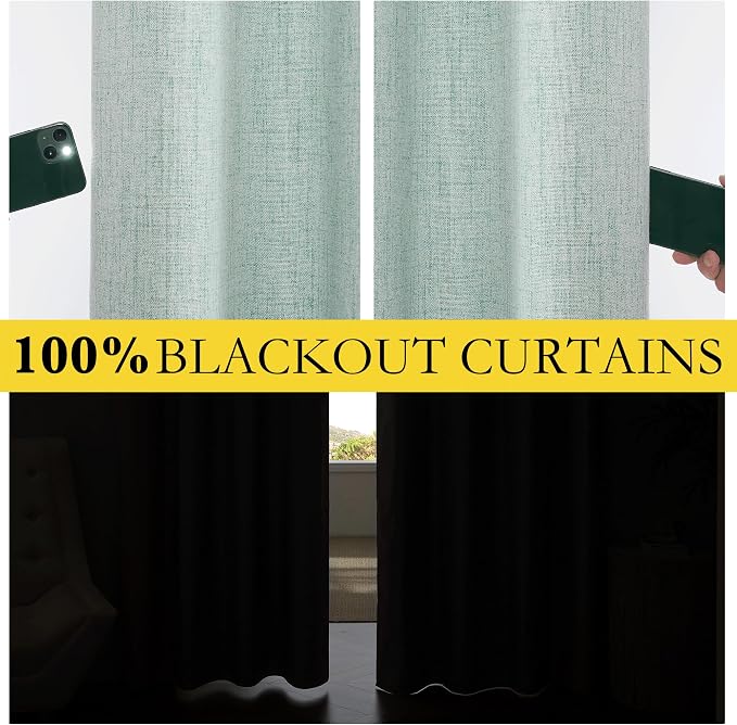NICETOWN 100% Absolutely Blackout Linen Curtains - Image 2