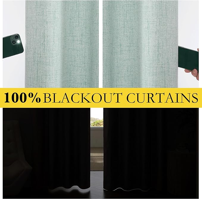 NICETOWN 100% Absolutely Blackout Linen Curtains - Image 4