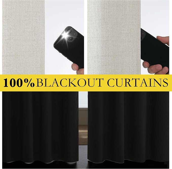 NICETOWN Snowbound Vintage Linen 100% Blackout Curtains - Image 5