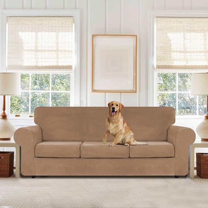 WEERRW 4 Pieces Polyester and Spandex High Stretch Couch Covers - Image 2