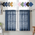 Simplebrand Navy Blue Sheer Kitchen Curtains 36 Inch Length Tier Curtains 2 by Simplebrand
