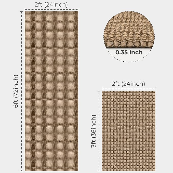 KOZYFLY Area Rug Runner Sets of 2 Pcs 2x3 and 2x6 Washable Kitchen Rugs Non - Image 2
