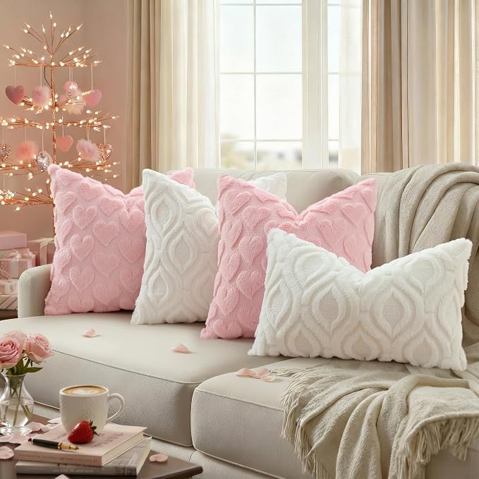 decorUhome Valentine’s Day Soft Plush Throw Pillow Covers 16x16 Inch Set of 2 - Image 2