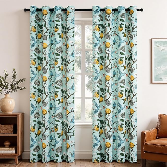 Topfinel Green Floral Curtains 84 Inches Long Vintage French Country Grommet by Topfinel