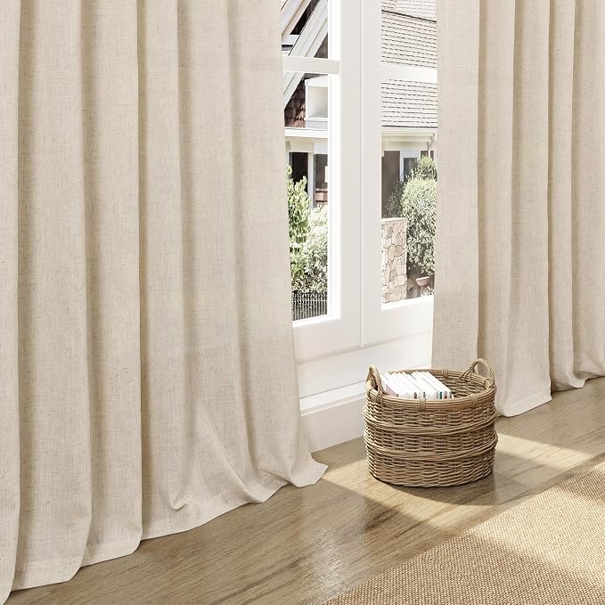 Nanspring Cream Beige Linen Curtains 84 Inches Long - Image 5