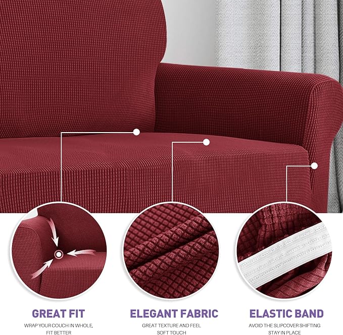 ZNSAYOTX Super Stretch Couch Cover Love Seat Sofa Covers - Image 3