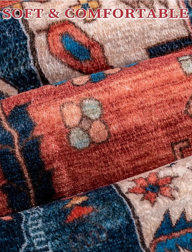 SERISSA Boho Washable Runner Rug, 2x5 Non-Slip Vintage Rust Hallway Kitchen - Image 4
