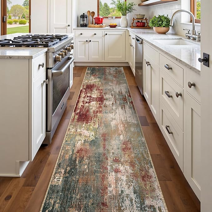 Washable Area Rugs 2'x8' Non-Slip Modern Abstract Soft by RELEANY