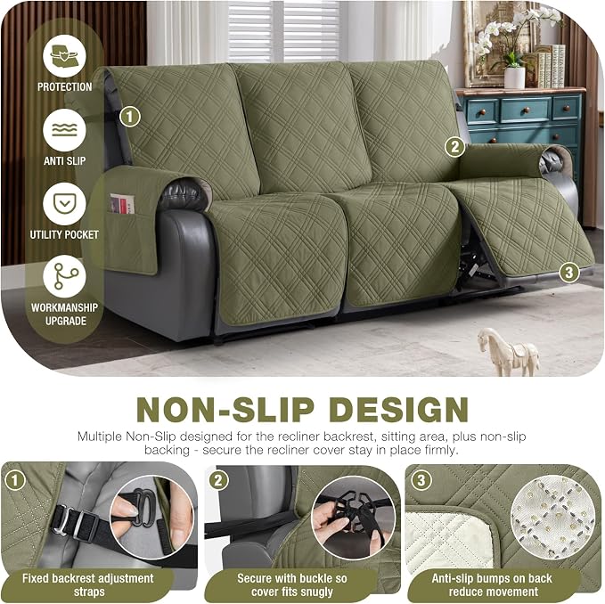 TAOCOCO 100% Waterproof Recliner Sofa Cover, Non Slip Split Couch Covers - Image 5