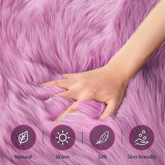 Ciicool Ultra Soft Faux Sheepskin Fur Rug Fluffy Chair Rug - Image 4