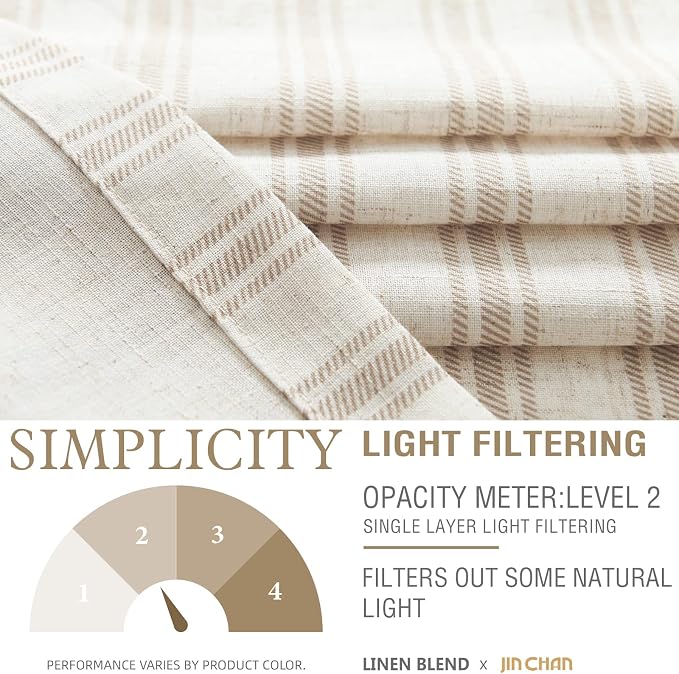 JINCHAN Striped Valance Window Treatment Linen Valance - Image 7