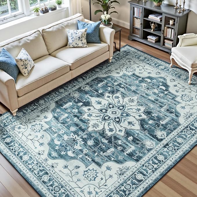 Lofus 8x10 Washable Area Rug, Vintage Floral Rugs - Image 2