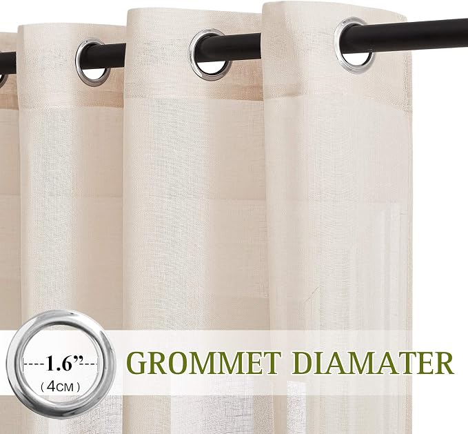 NICETOWN Sliding Door Curtains Linen Sheer Textured, Grommet Semi Sheer Keep - Image 3