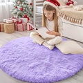 OLANLY Light Purple Round Rugs for Bedroom by OLANLY