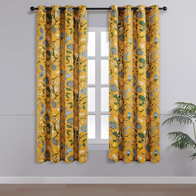 Topfinel Mustard Yellow Curtains, Aesthetic Unique Rustic Thermal Insulated - Image 2