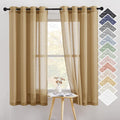 NICETOWN Linen Blend Flax Sheer Window Curtains, Ring Top Semi Sheer Drapes by NICETOWN