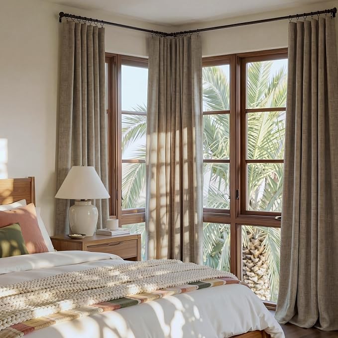 RYB HOME Linen Textured 100% Blackout Curtains - Image 2