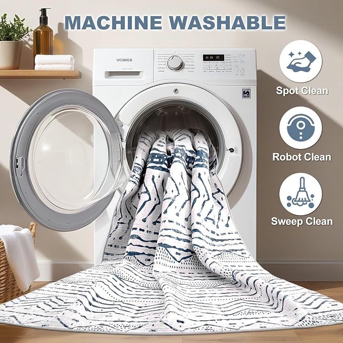 Nakagishi 5x7 Area Rug Living Room: Machine Washable Boho Large Neutral - Image 2