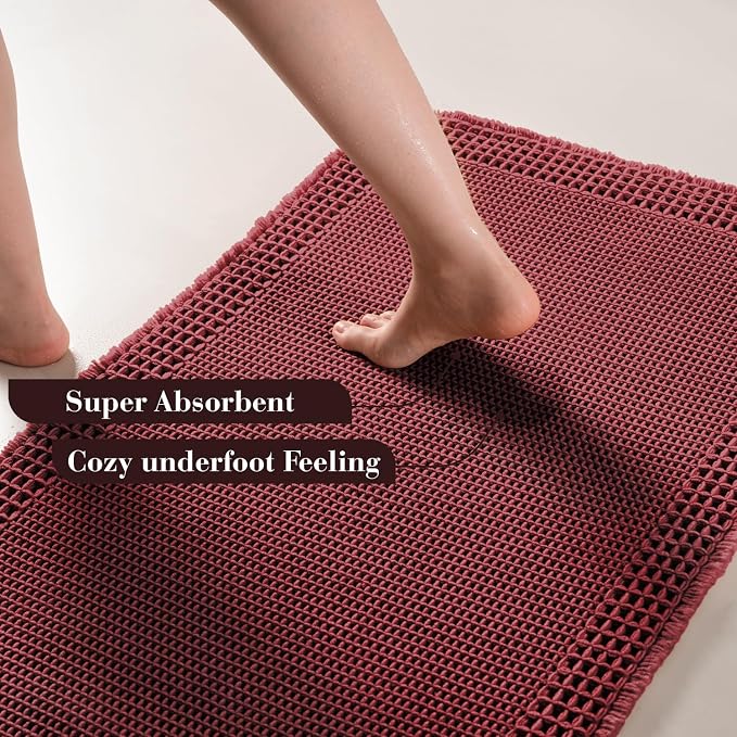 RESARE Waffle Bath Mat for Bathroom, Super Absorbent Bathroom Rugs Non Slip - Image 3
