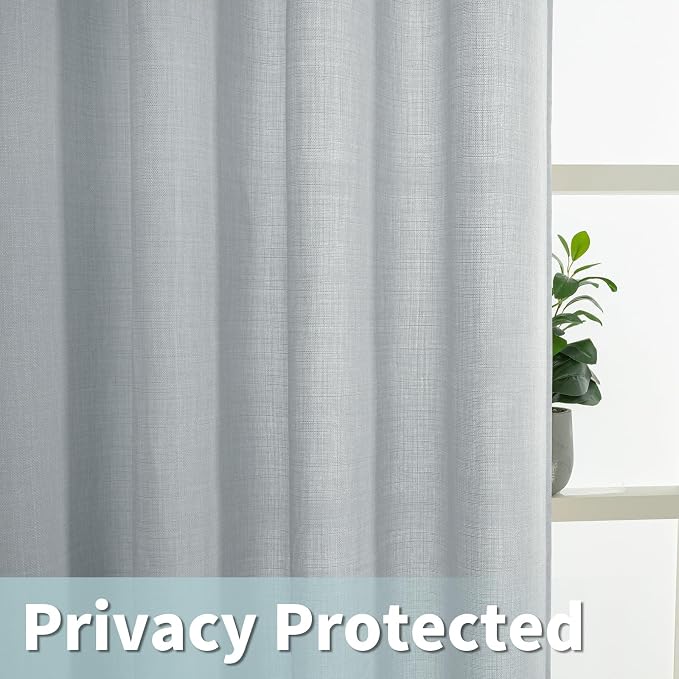 LAMIT Faux Linen Curtains for Bedroom, Grommet Thick Linen Drapes Light - Image 4