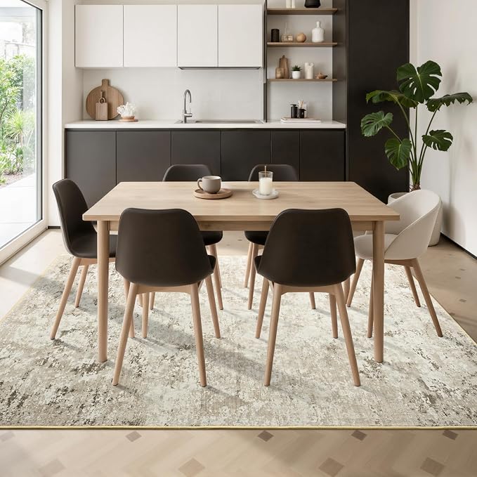 Toneed Abstract Area Rug Modern Washable Rug Soft Non Slip Rug Low Pile - Image 5