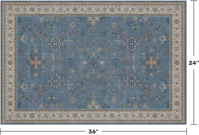 Blue 2x3 Washable Rug for Entryway Indoor, Kitchen Floor Waterproof, Powder Room - Image 2