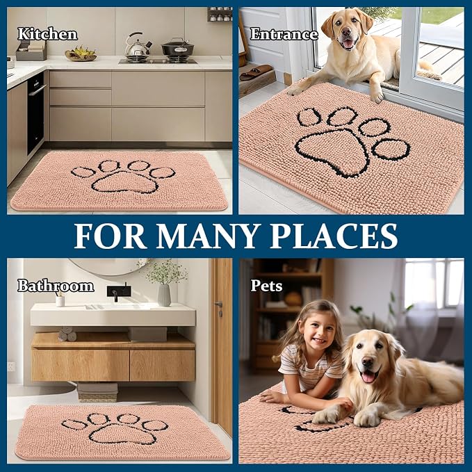 OLANLY Dog Door Mat for Muddy Paws 30x20, Paw Print Design, Absorbs Moisture - Image 8