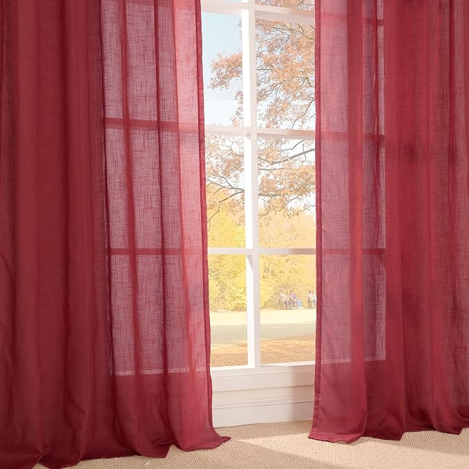 BGment Burgundy Curtains for Living Room 84 Inches Long 2 Panels Set, Linen - Image 8